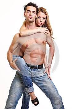 Picture of a topless couple in studio