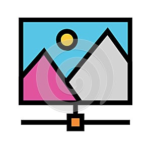 Picture sharing color line icon
