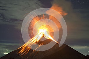 Volcano Fuego explosion in Guatemala, captured from the top of the Acatenango photo