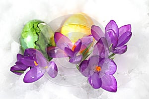 Wonderful easter decoration in the snow