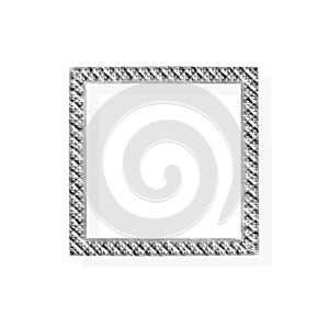 Picture silver frame with engraving patterns isolated on white background , clipping path