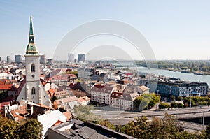 Skyline of Bratislava, Slovakia on a sunny day