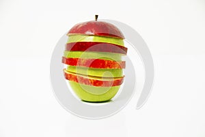 A picture of sliced apple placed on each other