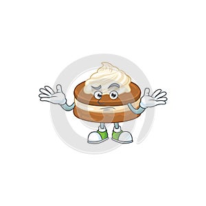 A picture of smirking white cream alfajor cartoon character design style
