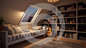 Picture of snug room for teenage girl, highly detailed. generative ai