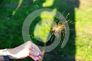 Sparkler on fire