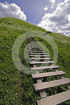 Picture of stairs to the hill in Kernave
