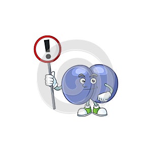 A picture of streptococcus pneumoniae cartoon character concept holding a sign