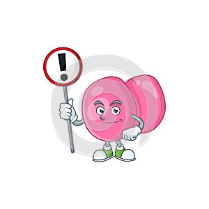 A picture of streptococcus pyogenes cartoon character concept holding a sign