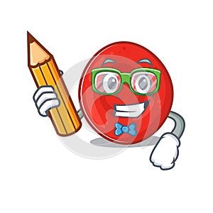 A picture of Student erythrocyte cell character holding pencil