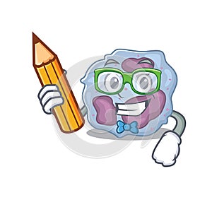 A picture of Student leukocyte cell character holding pencil