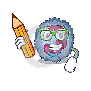 A picture of Student neutrophil cell character holding pencil