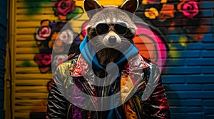 Picture a stylish raccoon