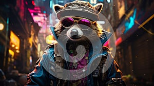 Picture a stylish raccoon photo