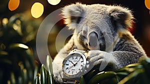 Picture a suave koala in a cashmere turtleneck sweater, accessorized with a platinum watch