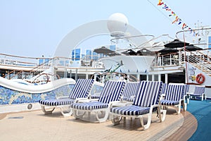 A picture of a sunbathing area onboard the ship.
