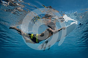 Picture of Surfing a Wave.Under Water Picture.