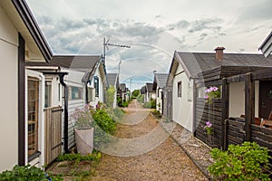 Picture of Swedish wooden summer houses with entrances