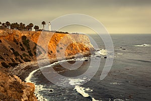 Picture taken during Sunset from viewpoint near Point Vincente lighthouse  in California