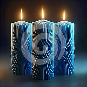 three blue candles