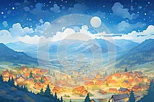 picture of a town showing skyglow from a mountain view