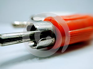 A picture of TV cable pins  