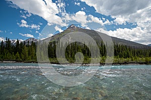 A picture of Vermillion Peak and Kootenay river.  Kootenay National Park