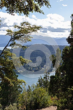 Picture of the view of the mountains, forests and plants of Circuito Chico, Bariloche, Argentina