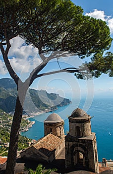 Picture of the Villa Rufolo in Ravello, Italy nestled among trees