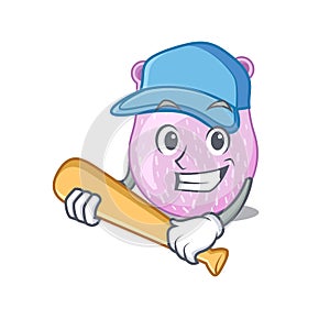 Picture of viridans streptococci cartoon character playing baseball