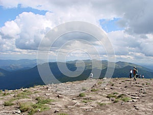 picture was taken from the mountain Goverla. The photo view of the clouds and the Carpathian Mountains