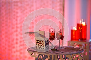 Picture of wedding glasses with champagne, wedding decorations