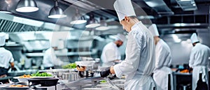 A Picture Of A Wellequipped, Highend Commercial Kitchen With Professional Chefs At Work