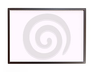 Picture or whiteboard frame isolated white background silver aluminium frame. Blank portfolio mockup