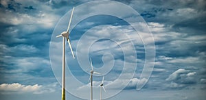 Picture of wind farm generators in the yellow field