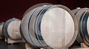 Picture with the wine barrel in the cellar