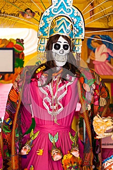 Picture of woman skeleton, catrina at Tepoztlan Mexico