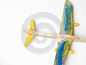 Picture of Wooden aeroplane craft on a white isolated background