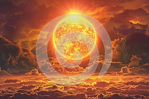 picture of the yellow sun,global warming concept