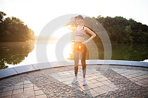 Picture of young attractive happy fitness woman.