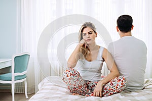 Picture of young couple having relationship problems