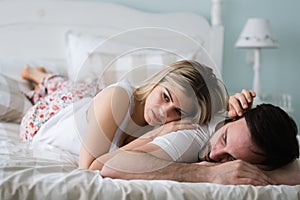 Picture of young couple having relationship problems