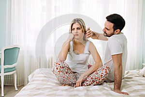 Picture of young couple having relationship problems