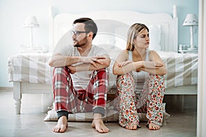Picture of young couple having relationship problems photo