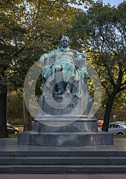 A statue of Johann Wolfgang von Goethe, German writer and polymath, located on the Ring nearby the Hofburg in Vienna photo