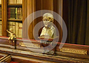 Bronze bust of Cardinal Federico Borromeo inside The Biblioteca Ambrosiana in Milan, Italy photo