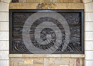 `Longhorn Bas Relief` by Janice Hart Melito at North Park in Southlake, Texas.
