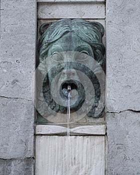 Closeup view, Fonta da Juventude Menina Nua by sculptor Henrique Moreira in Porto, Portugal. photo