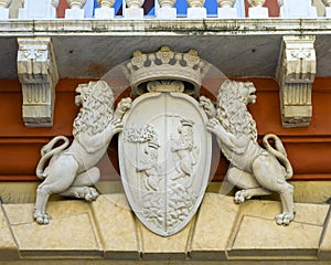 Coat of arms with lions, Palazzo Rosso, Genoa, Italy