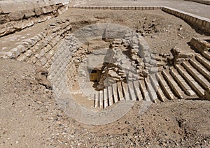 East entrance to the Saite Gallery of the Step Pyramid of Djoser in Egypt.